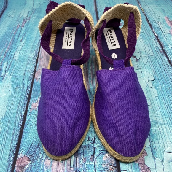 SPARTVS Carina Espadrille Wedge Heels Purple Canva - Picture 4 of 8